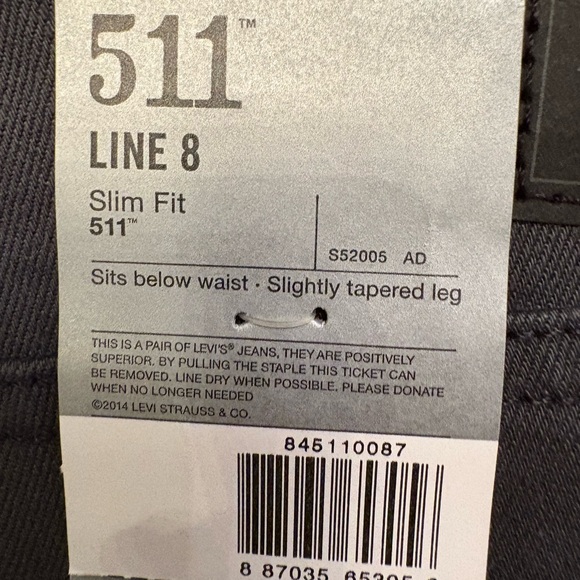 New Levi’s Men's 511 Gray Jeans NWT 32x32 - Picture 7 of 14